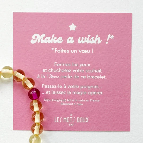Bracelet Make a wish jaune - Bijou à message, porte-bonheur