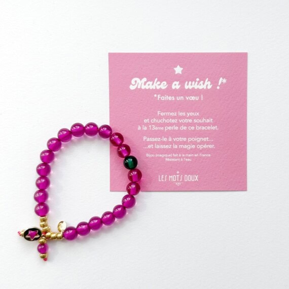 Bracelet make a wish vert d'eau - vert clair et perle vert foncé