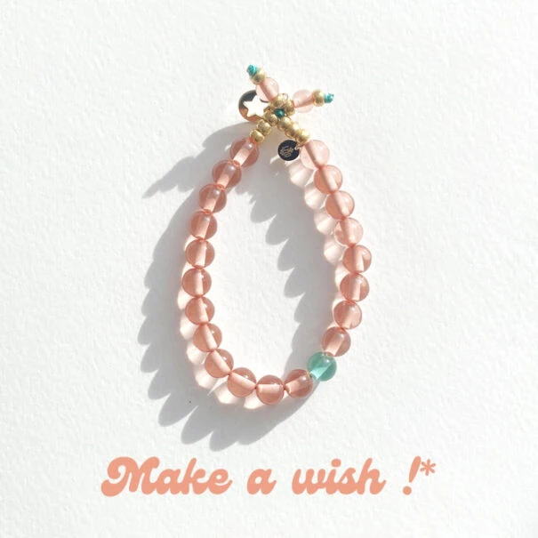 Bracelet porte-bonheur Make a Wish couleur saumon