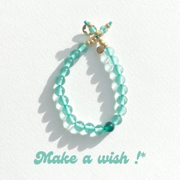 Bracelet make a wish vert d'eau - vert clair et perle vert foncé