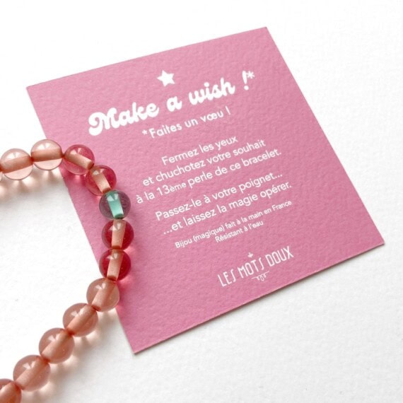 Bracelet porte-bonheur Make a Wish couleur saumon