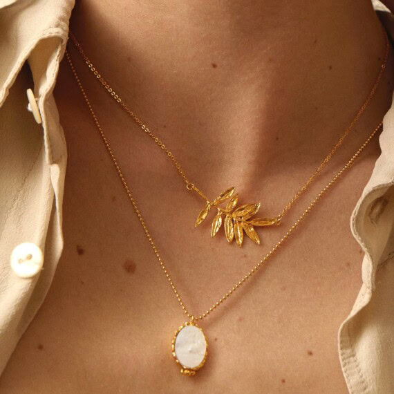 Collier DIMOS - feuille d'olivier
