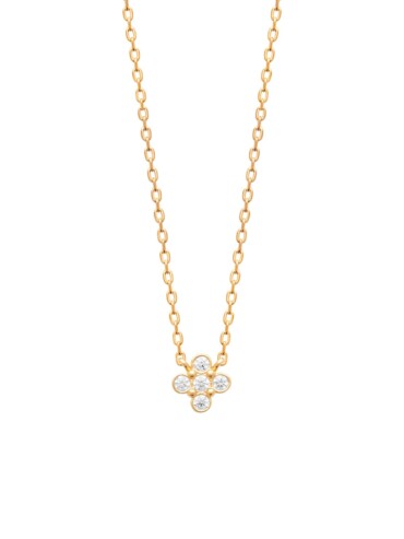 Collier fleur Adélie en plaqué or et brillants