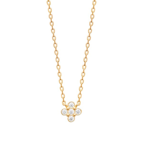 Collier fleur Adélie en plaqué or et brillants