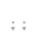 Puces d'oreilles Swan 3 perles argent