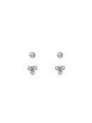 Puces d'oreilles Swan 3 perles argent