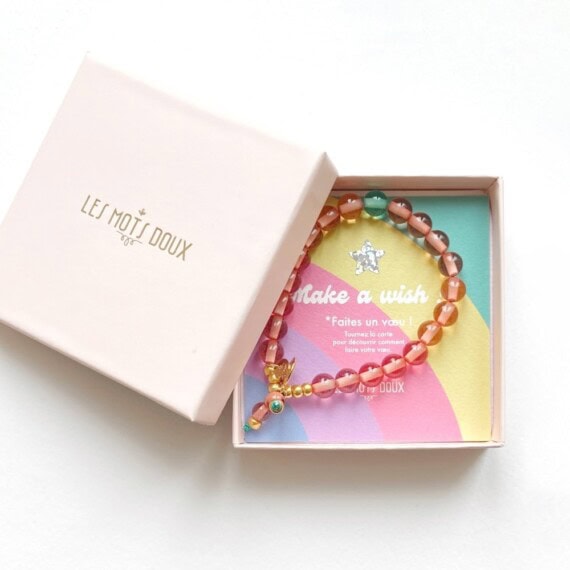 Bracelet porte-bonheur Make a Wish couleur saumon