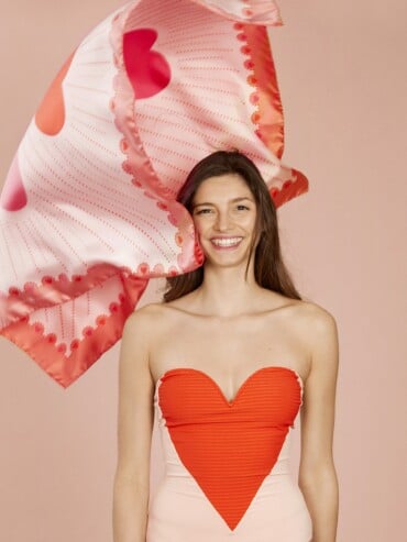 Foulard en soie joli cœur