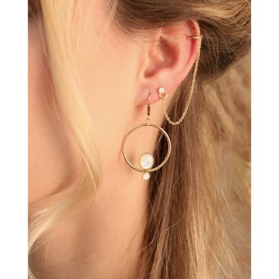 grandes boucles d'oreilles saturne nacre