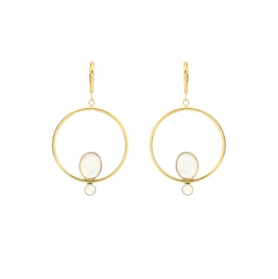 grandes boucles d'oreilles saturne nacre