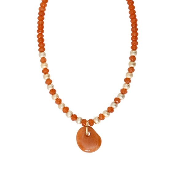 Collier Goutte Pierre de Lune orangée