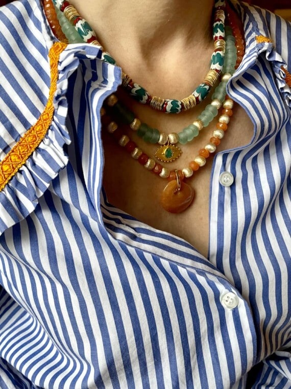 Collier Goutte Pierre de Lune orangée