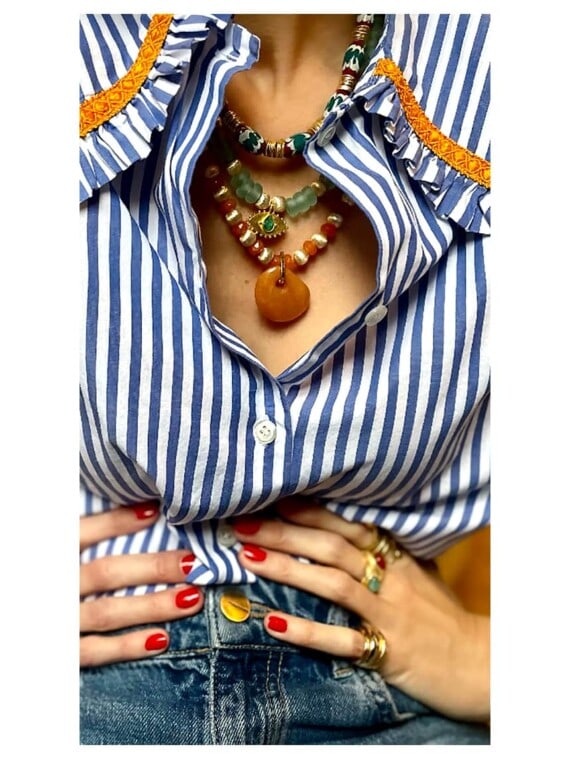 Collier Goutte Pierre de Lune orangée