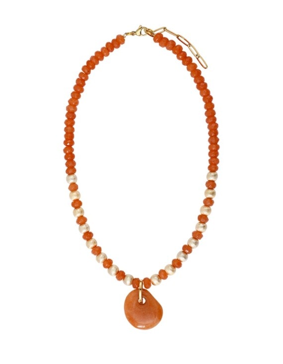 Collier Goutte Pierre de Lune orangée