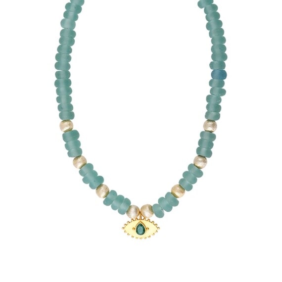 Collier gri-gri œil vert d'eau