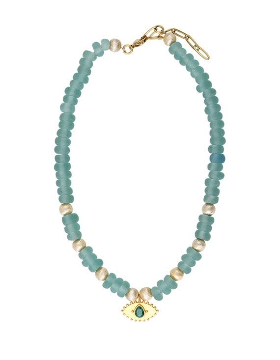 Collier gri-gri œil vert d'eau