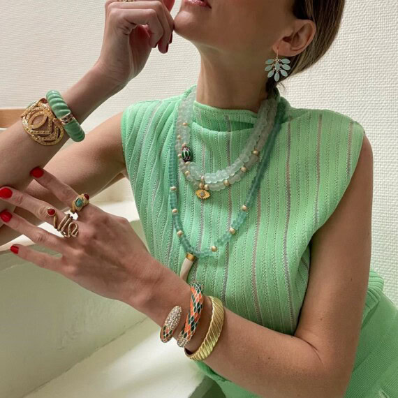 Collier gri-gri œil vert d'eau