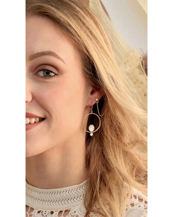 grandes boucles d'oreilles saturne nacre