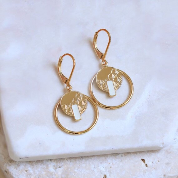boucles pendantes Kyoto ivoire
