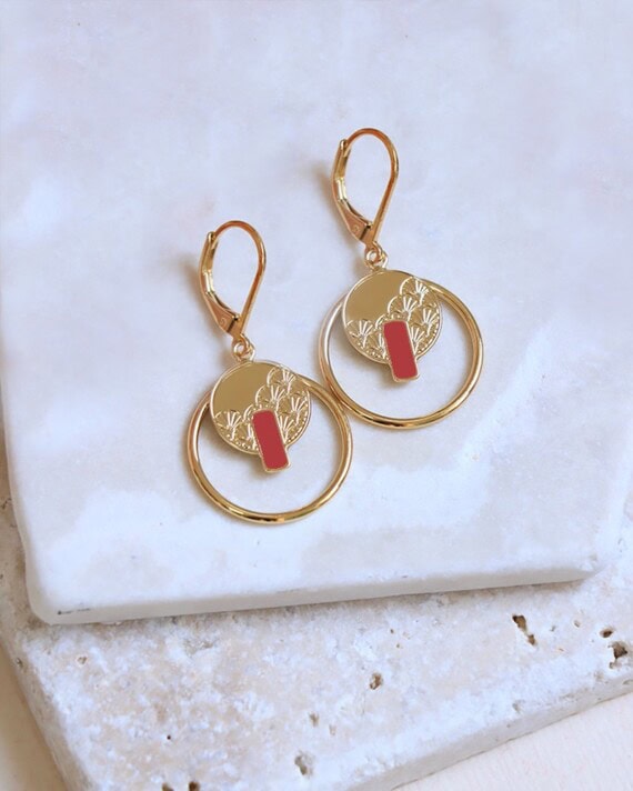 boucles pendantes Kyoto corail
