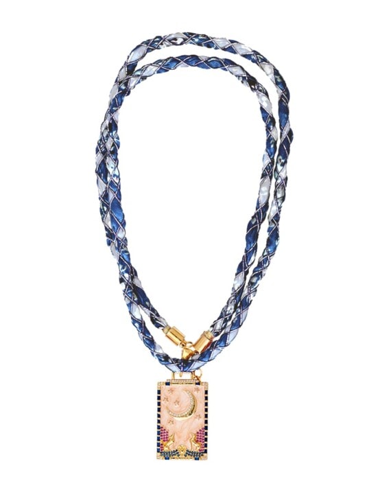 Sautoir cordon bleu Lune