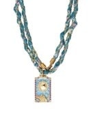 Sautoir cordon turquoise soleil