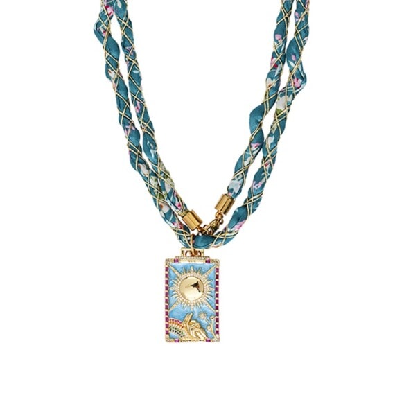 Sautoir cordon turquoise soleil