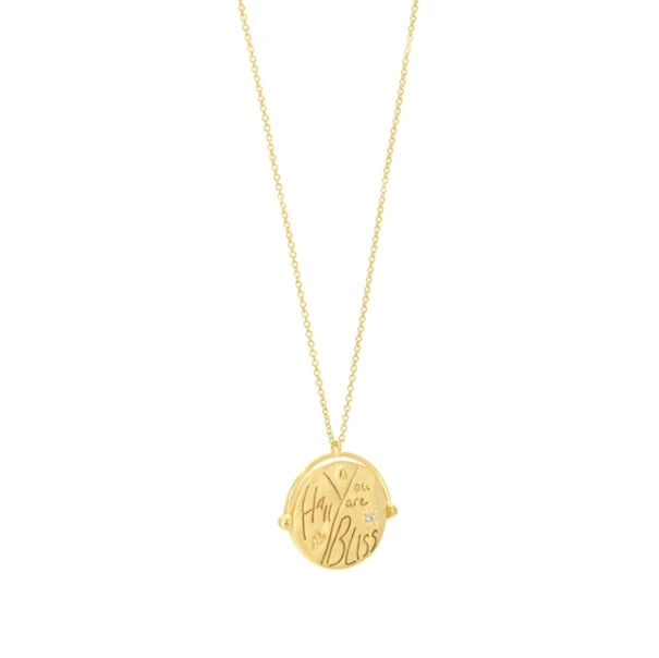 Collier long Bliss médaille ancienne plaque or