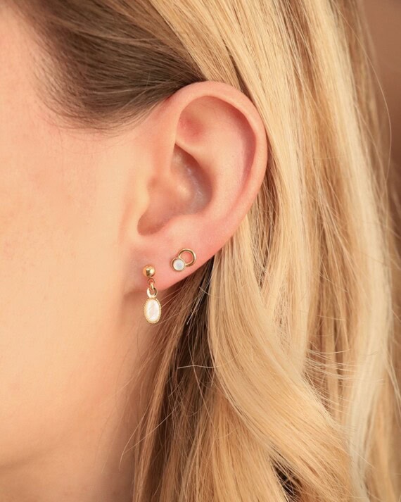 Petites boucles Astra nacre - Boucles d'oreilles pendantes