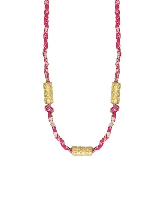 sautoir cordon rose amulette delhia