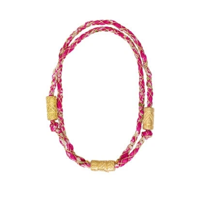 sautoir cordon rose amulette delhia