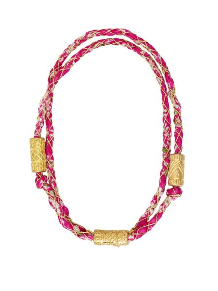 sautoir cordon rose amulette delhia