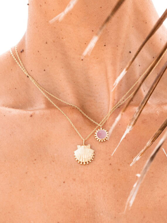 Collier plein soleil opale rose et collier jacques