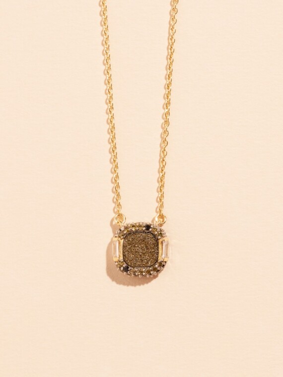 Collier Idylle en obsidienne dorée