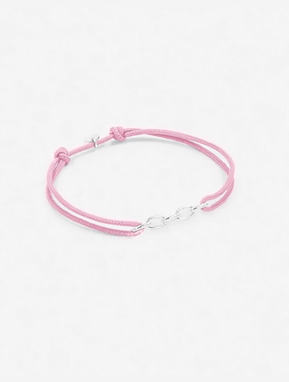 Bracelet Petits maillons Tourbillon en plaqué argent. Cordon Rose.