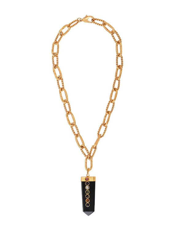 Collier onyx 7 chakras Mascate. Pierre fine naturelle.