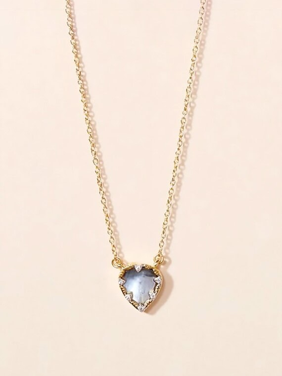 Collier lima coeur nacre grise