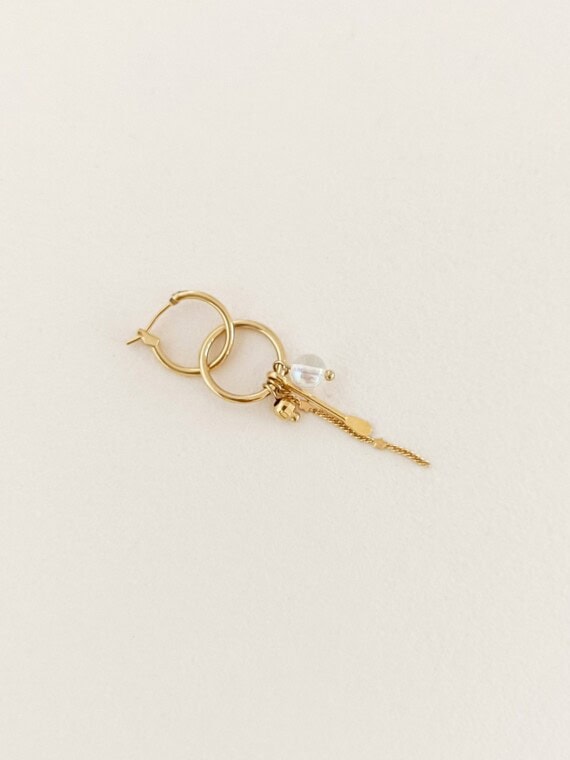mono boucle d'oreille COSMIC perle translucide
