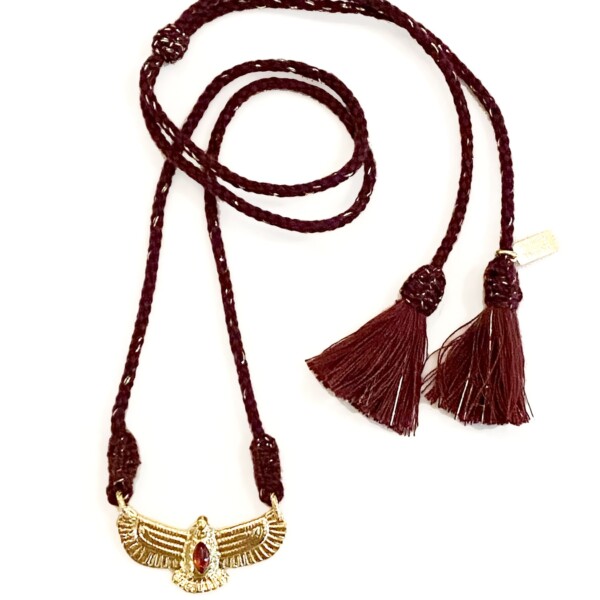 Collier Aigle royal grenat cordon Bordeaux