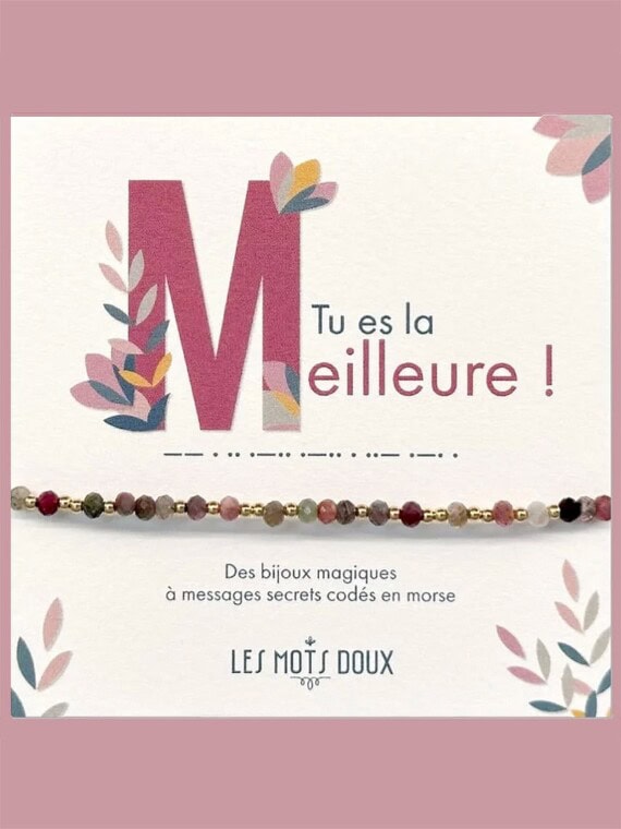 Bracelet tourmalines Tu es la meilleure. Un bijou à message codé en morse.