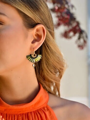 Boucles d'oreilles éventail Pitaya Vert