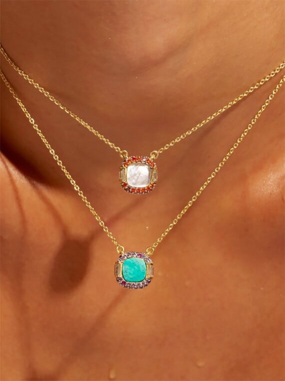 Colliers idylle nacre et turquoise