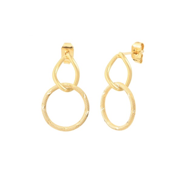 Boucles d'oreilles Marilyn - Boucles pendantes deux anneaux dorés