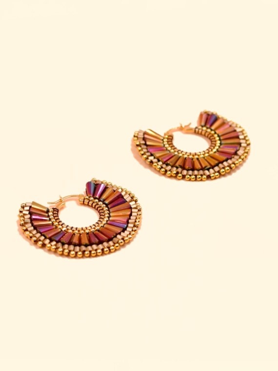 boucles d'oreilles créoles moctezuma magenta
