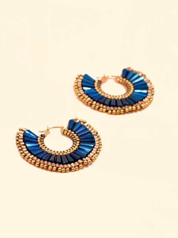 boucles d'oreilles créoles moctezuma bleu