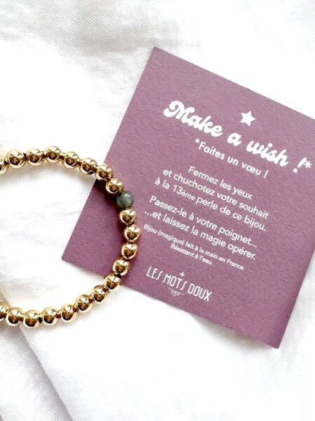 Bracelet 'make a wish' en plaqué or. Petites perles.