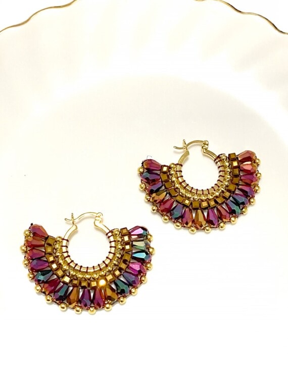 Boucles d'oreilles créoles MIRAMA magenta