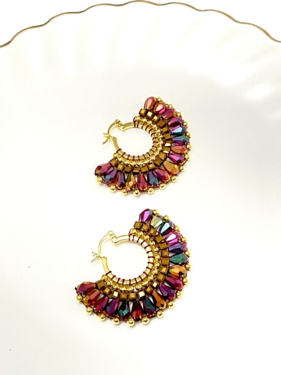 Boucles d'oreilles créoles MIRAMA magenta