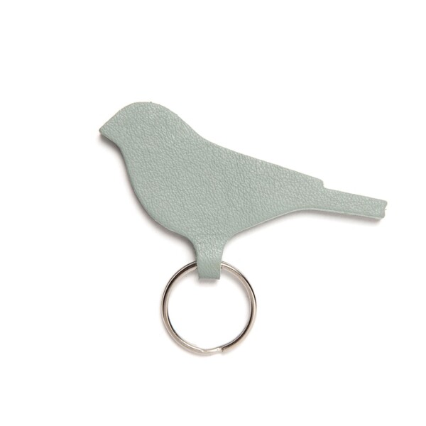 Porte-clés Oiseau Bleu Baltique en cuir. Fait-main