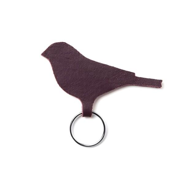 Porte-clés Oiseau Brun Acajou en cuir. Fait-main
